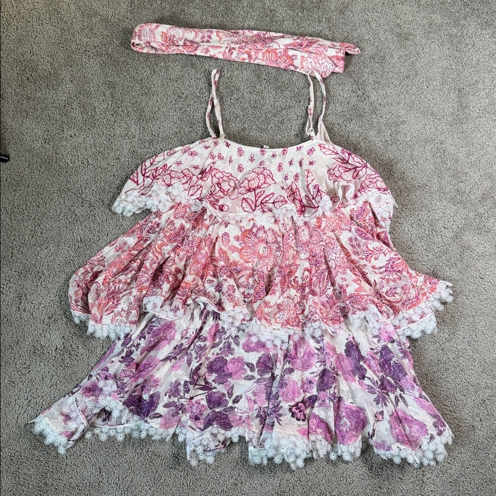 Hemant & Nandita Suki Sleeveless Mini Tiered Dress Size Small - Picture 7 of 7